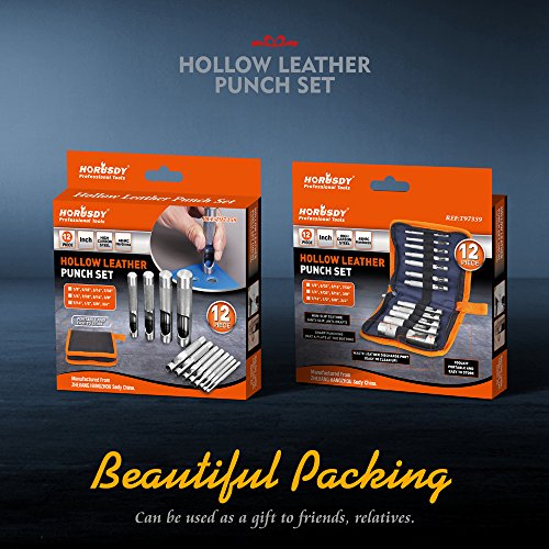 12-Piece Hollow Leather Punch Set for Punch Precise Holes in Leath...