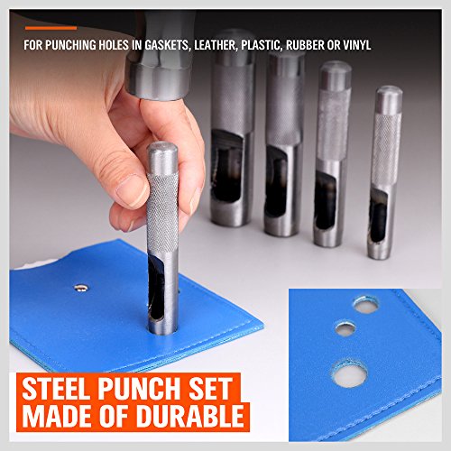 12-Piece Hollow Leather Punch Set for Punch Precise Holes in Leath...