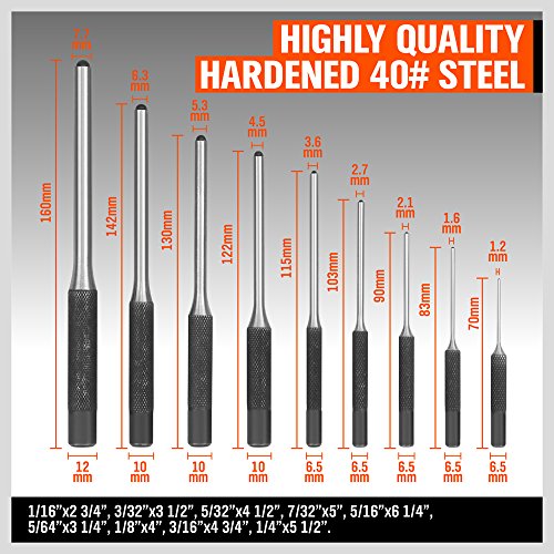 9 Pieces Roll Pin Punch Set, mithing Kit Removing Repair Tool ...