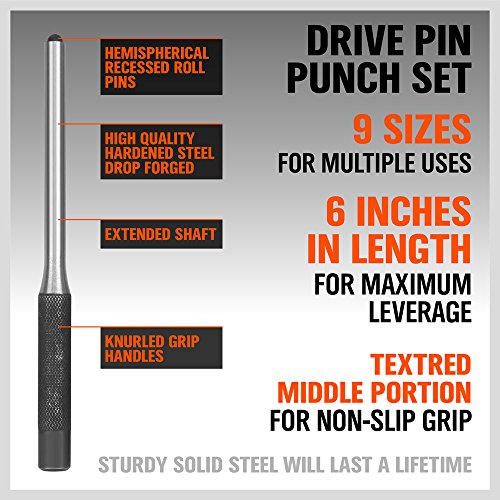 9 Pieces Roll Pin Punch Set, mithing Kit Removing Repair Tool ...