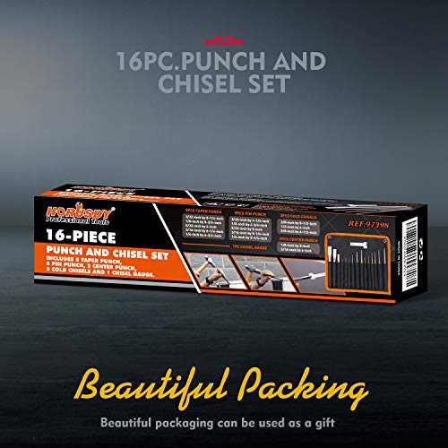 HORUSDY 16-Piece Punch and Chisel Set, Including Taper Punch, Cold...