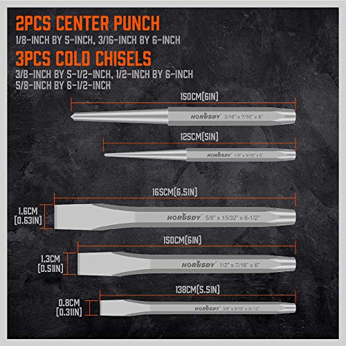 HORUSDY 16-Piece Punch and Chisel Set, Including Taper Punch, Cold...