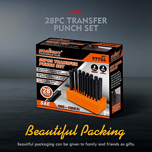 HORUSDY 28-Piece Transfer Punch Set, 3/32 - 1/2, Heat Treated Al...