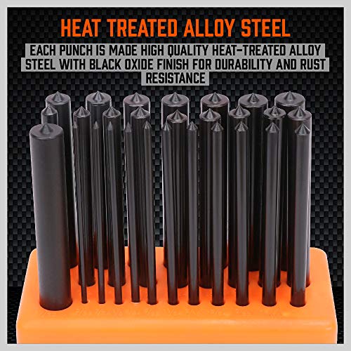 HORUSDY 28-Piece Transfer Punch Set, 3/32 - 1/2, Heat Treated Al...