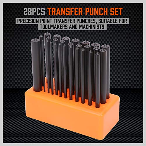 HORUSDY 28-Piece Transfer Punch Set, 3/32 - 1/2, Heat Treated Al...