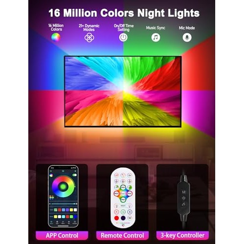 HORYLIT Led Lights for TV 32-43 inch, 9.8ft TV Led Lights That syn...