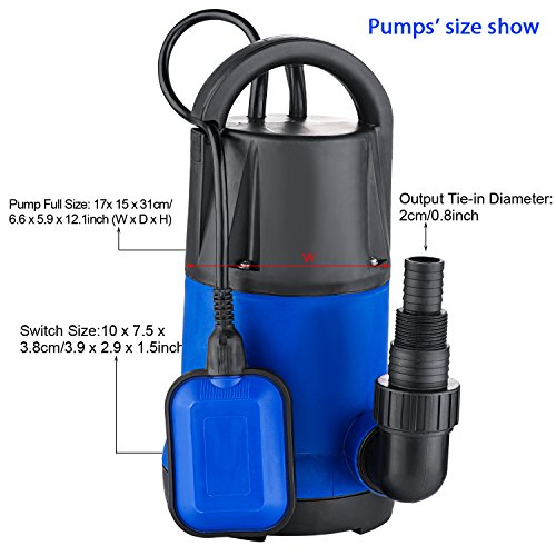 Hosmat 1HP Sump Pump Clean/Dirty Submersible Water Pump with Float...