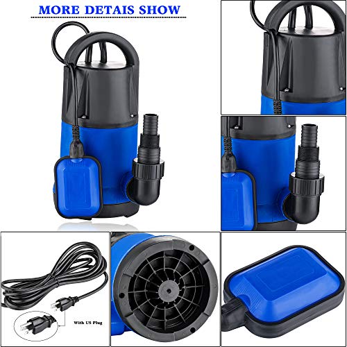 Hosmat 1HP Sump Pump Clean/Dirty Submersible Water Pump with Float...