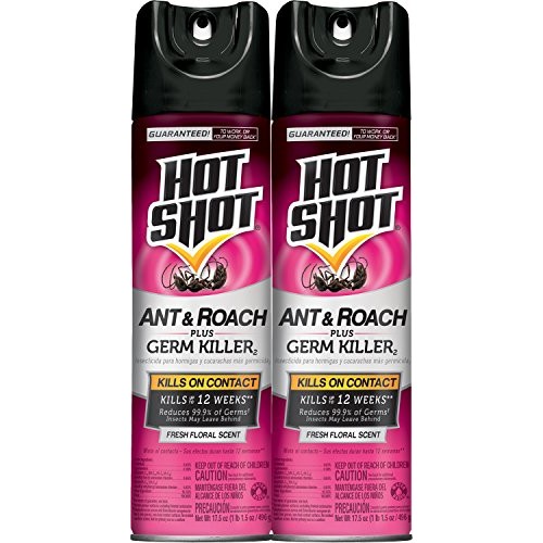 Hot Shot Ant & Roach Plus Germ Killer, Fresh Floral Scent Aerosol,...