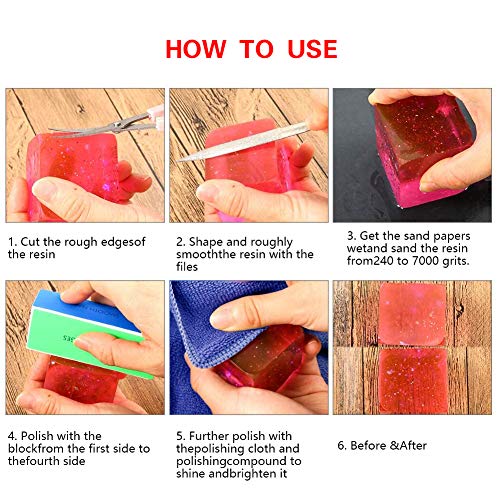 15 Pieces Resin Casting Polishing Tools Set, Include Sand Papers, ...
