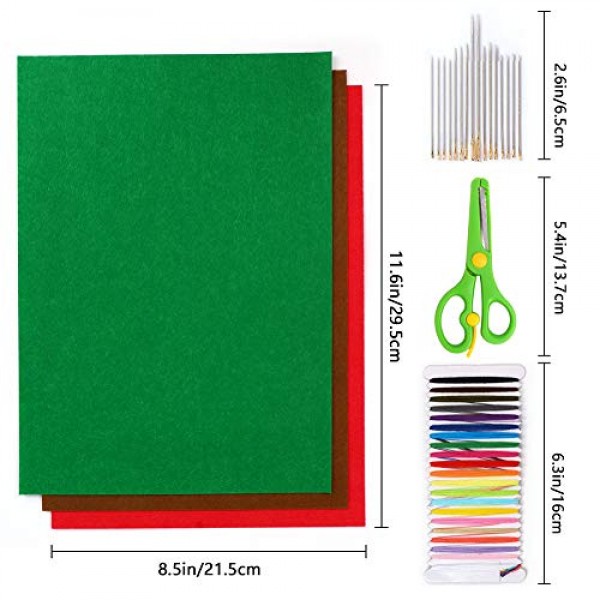 30 Colors Stiff Felt Fabric Sheets, 12x8 Assorted Felt Sheets fo...