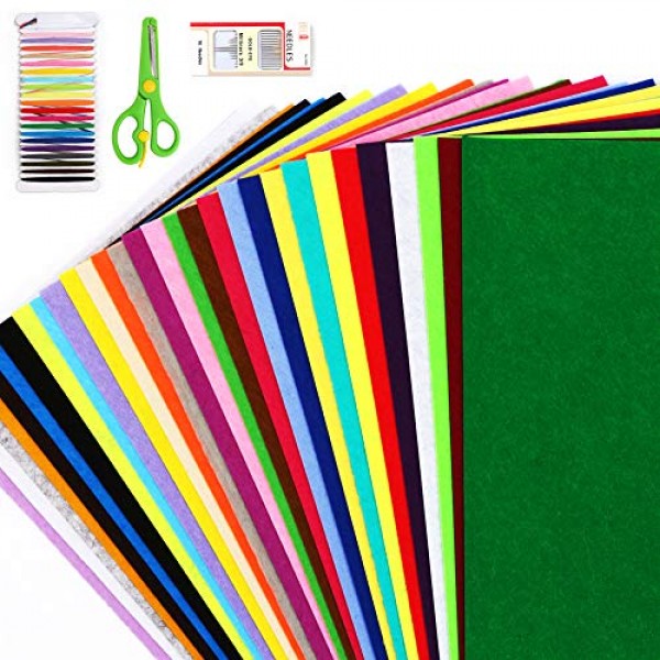 30 Colors Stiff Felt Fabric Sheets, 12x8 Assorted Felt Sheets fo...