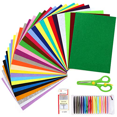 30 Colors Stiff Felt Fabric Sheets, 12x8 Assorted Felt Sheets fo...
