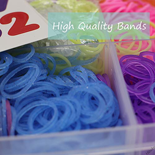 Houkr 11900+ Rainbow Rubber Bands Refill Kit, 11,000 Loom Bands, R...