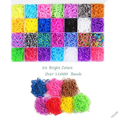 Houkr 11900+ Rainbow Rubber Bands Refill Kit, 11,000 Loom Bands, R...