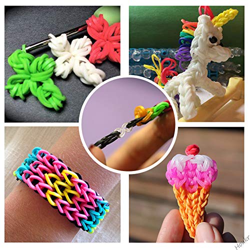Houkr 11900+ Rainbow Rubber Bands Refill Kit, 11,000 Loom Bands, R...