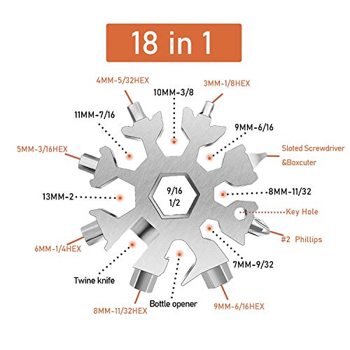18 in 1 Snowflake Multi-tool Pocket Tool Spanner Hex Wrench Bottle...