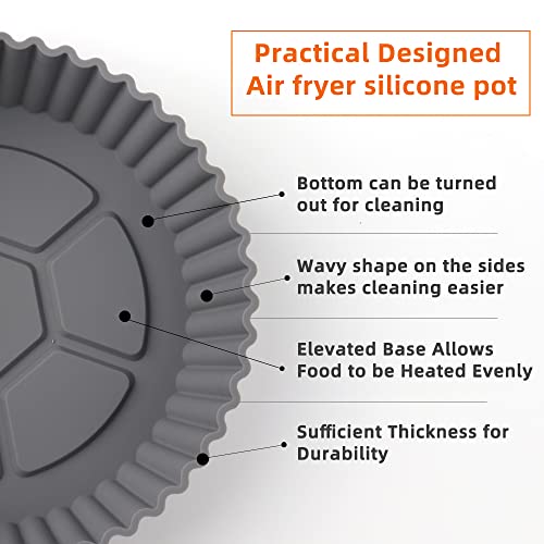 Air Fryer Silicone Liners Pot,2 PACK 8inch Silicone Air Fryer Bask...