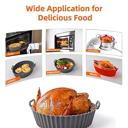 Air Fryer Silicone Liners Pot,2 PACK 8inch Silicone Air Fryer Bask...