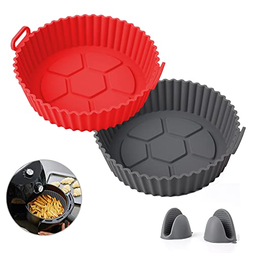 Air Fryer Silicone Liners Pot,2 PACK 8inch Silicone Air Fryer Bask...