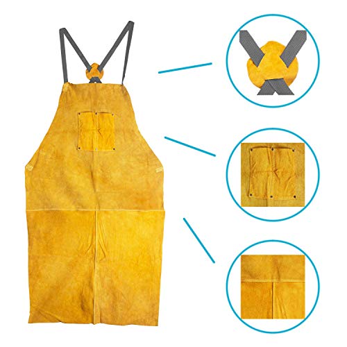 Houseables Leather Blacksmith Apron, Fire Resistant Welding/Welder...