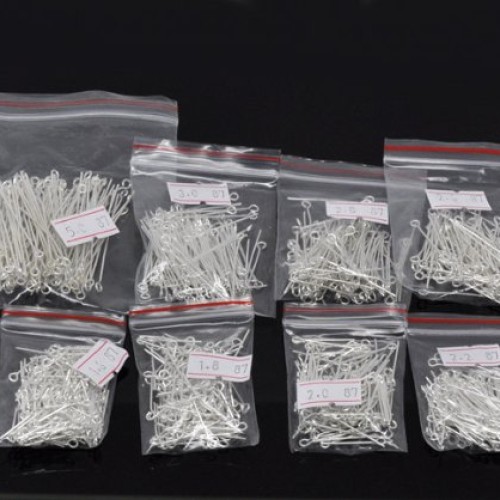 HOUSWEETY 800 PCs Mixed Silver Plated Eye Pins Findings