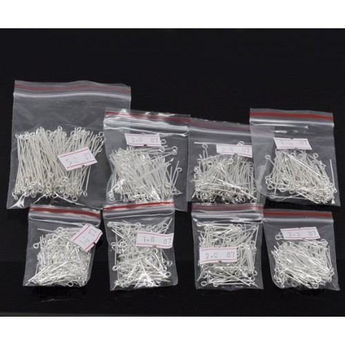 HOUSWEETY 800 PCs Mixed Silver Plated Eye Pins Findings