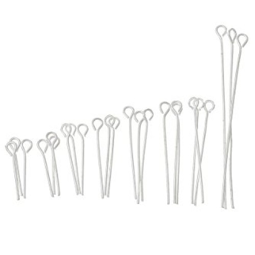 HOUSWEETY 800 PCs Mixed Silver Plated Eye Pins Findings