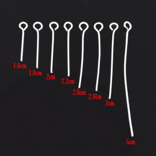 HOUSWEETY 800 PCs Mixed Silver Plated Eye Pins Findings