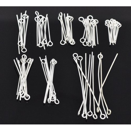 HOUSWEETY 800 PCs Mixed Silver Plated Eye Pins Findings