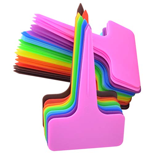 HOVEOX 200 PCS 10 Color Plastic Plant Tags, T-Type Markers Nursery...