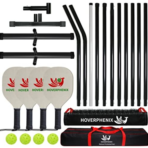 Pickleball Net with 4 Paddles and Balls for Driveway 22ft x 3ft, P...