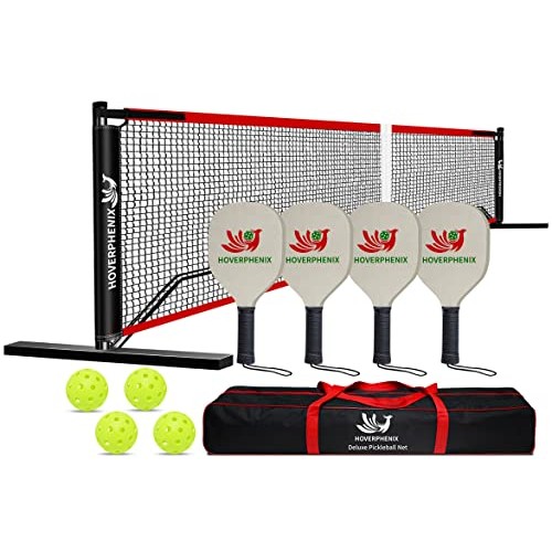 Pickleball Net with 4 Paddles and Balls for Driveway 22ft x 3ft, P...