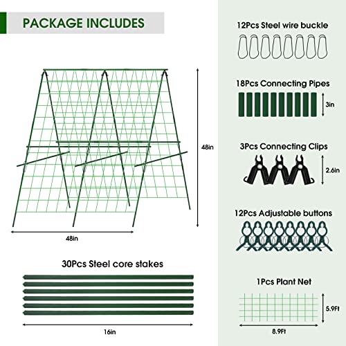 48 x 48Inch Foldable Cucumber Trellis Set, A-Frame Cucumber Trelli...