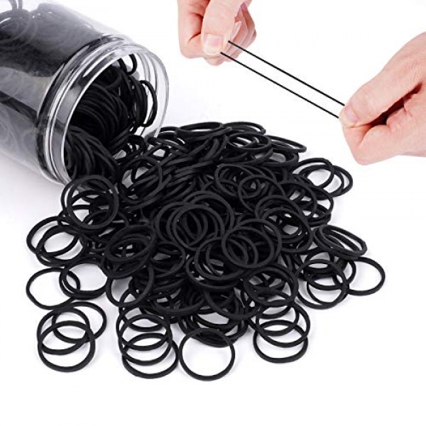 3/4” Inches Black Hair Rubber Bands for Hair Ties Small Elastics B...