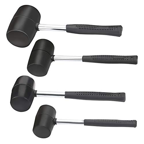 HOZEON 4 PCS Rubber Mallet Set, 32 16 10 8 Oz Rubber Head Hammer w...