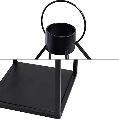 HPC Decor Modern Farmhouse Lantern Decor- Black Metal Candle Lante...