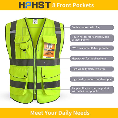HPHST Multi-Pocket Reflective Safety Vest for Women and Men High V...