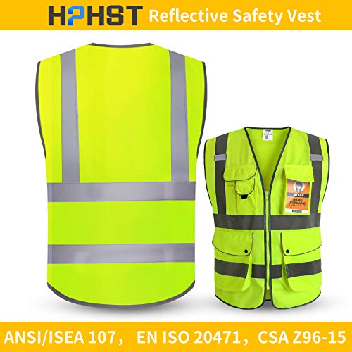 HPHST Multi-Pocket Reflective Safety Vest for Women and Men High V...