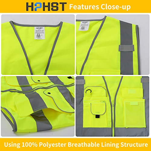 HPHST Multi-Pocket Reflective Safety Vest for Women and Men High V...
