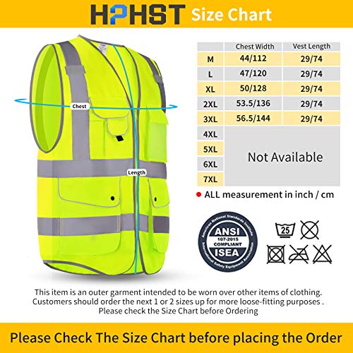 HPHST Multi-Pocket Reflective Safety Vest for Women and Men High V...
