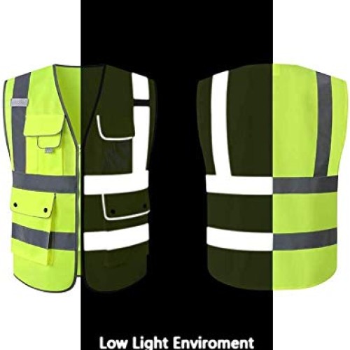 HPHST Multi-Pocket Reflective Safety Vest for Women and Men High V...