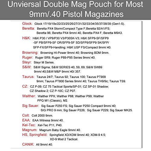 HQDA Universal Double Magazine Holster, Mags Pouch, Fits Glock 17 ...