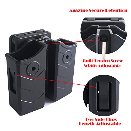 HQDA Universal Double Magazine Holster, Mags Pouch, Fits Glock 17 ...