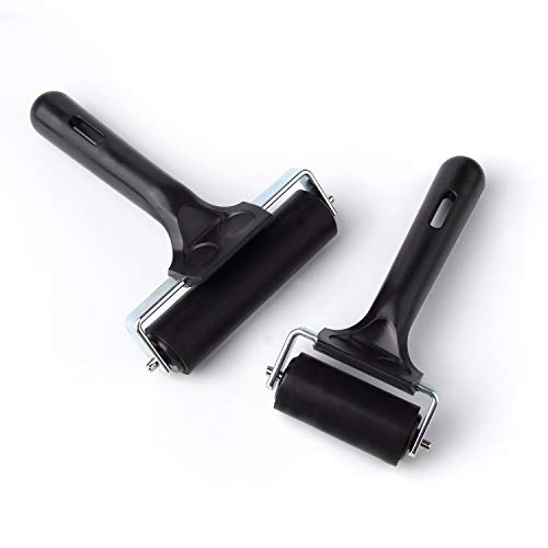 2Pcs Rubber Roller Brayer Rollers Hard Rubber 3.8 and 2.2 Inch for...