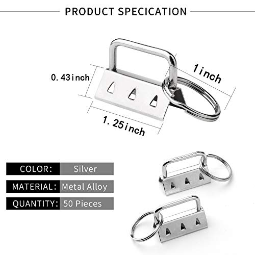 50 Sets Key Fob Hardware Key Fob Keychain Wristlet with Split Ring...
