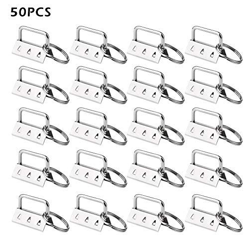 50 Sets Key Fob Hardware Key Fob Keychain Wristlet with Split Ring...