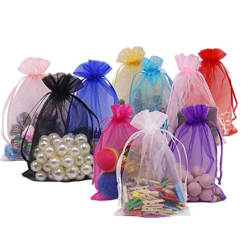 HRX Package 100pcs Multi-Colored Organza Bags,4 x 6 inches Christm...