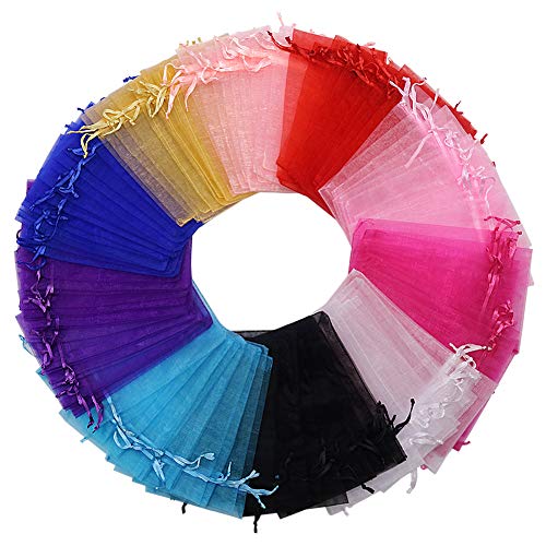 HRX Package 100pcs Multi-Colored Organza Bags,4 x 6 inches Christm...