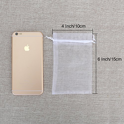 HRX Package 100pcs White Organza Bags, 4 x 6 inches Christmas Wedd...